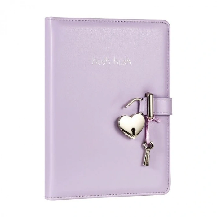 VICTORIAS JOURNALS 124-1110 HUSH HUSH HEART PASTEL KUTULU KİLİTLİ 13x18cm 80gr.160YP.ÇİZGİLİ DEFTER PASTEL LİLA