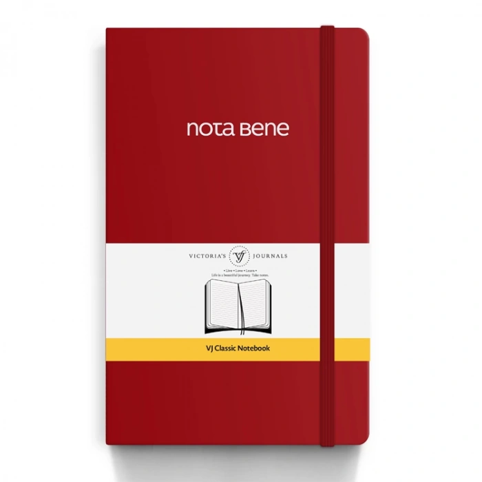 VICTORIAS JOURNALS NOTE BENE 9229 CLASSIC NOTEBOOK ESNEK KAPAK 13x21cm 70gr.400 SYF. ÇİZGİLİ DEFTER KIRMIZI
