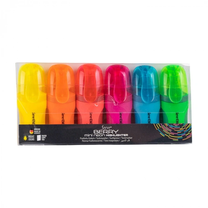 SERVE BERRY MİNİ NEON FOSFORLU KALEM SETİ 6LI