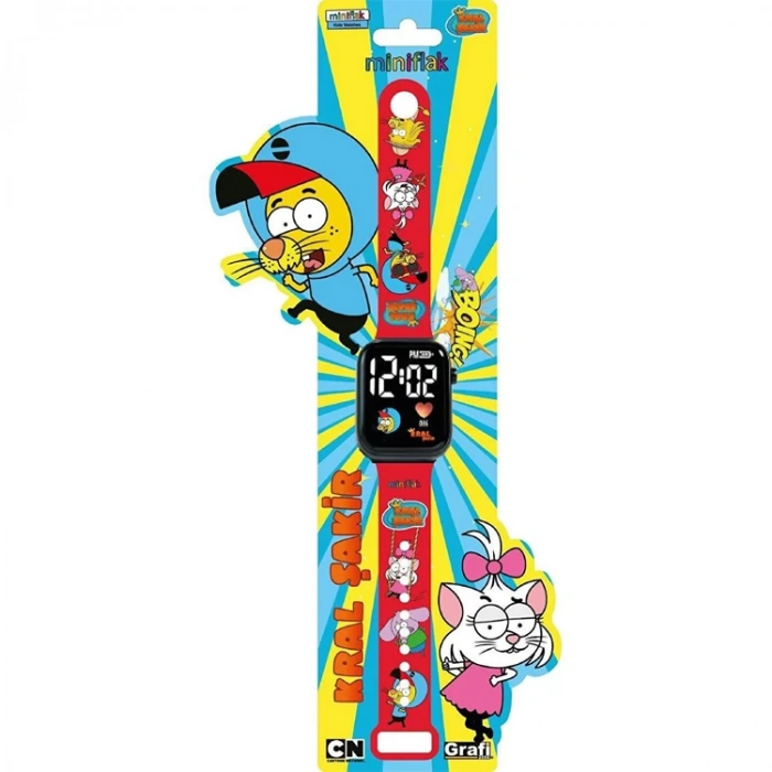 MİNİFLAK KRAL ŞAKİR 5089 LİSANSLI LED ÇOCUK KOL SAATİ KIRMIZI