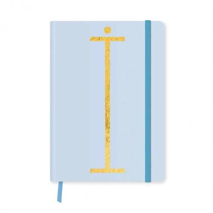 DEFFTER FABOOKS MONOGRAM HARF BASKILI LASTİKLİ SERT KAPAK ÇİZGİLİ DEFTER 168 SYF - İ