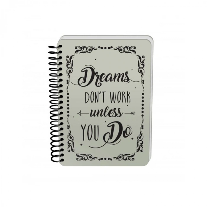 DEFFTER RAW AND GREY / DREAMS SERT KAPAK SPİRALLİ ÇİZGİSİZ DEFTER