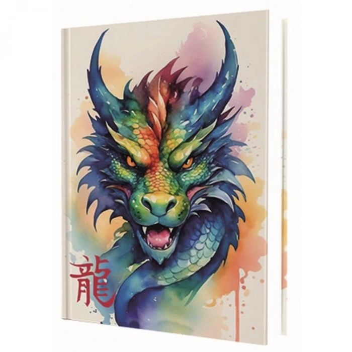 DEFFTER 14X20 CHINESE DRAGON SERT KAPAK ÇİZGİLİ DEFTER 96 YP