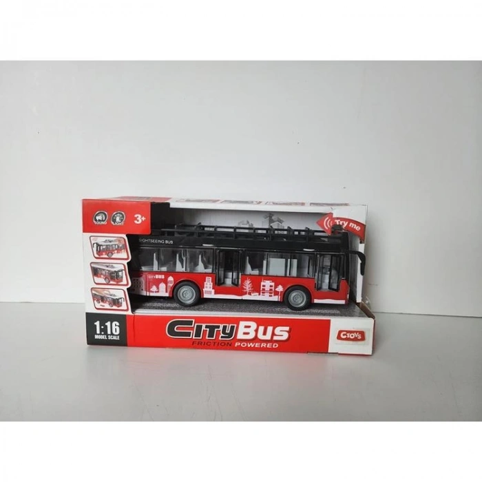 CTOY-A1119-13 CITY BUS SESLİ IŞIKLI KIRMIZI OTOBÜS 1:16 3+