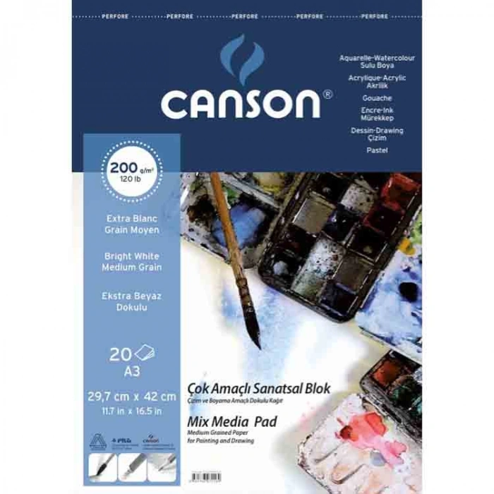 CANSON FINEFACE ÇOK AMAÇLI RESİM BLOKLARI A3 29.7X42 20 SYF.