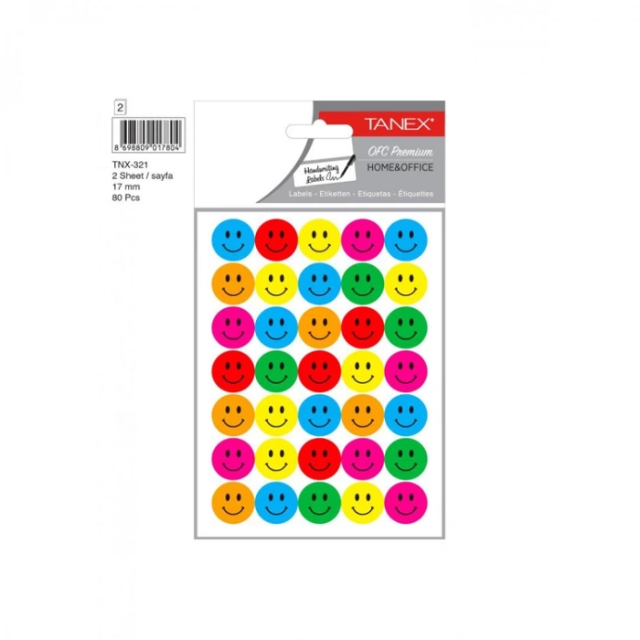 TANEX TNX-321 19mm. MIX GÜLEN YÜZ STICKER 2Lİ