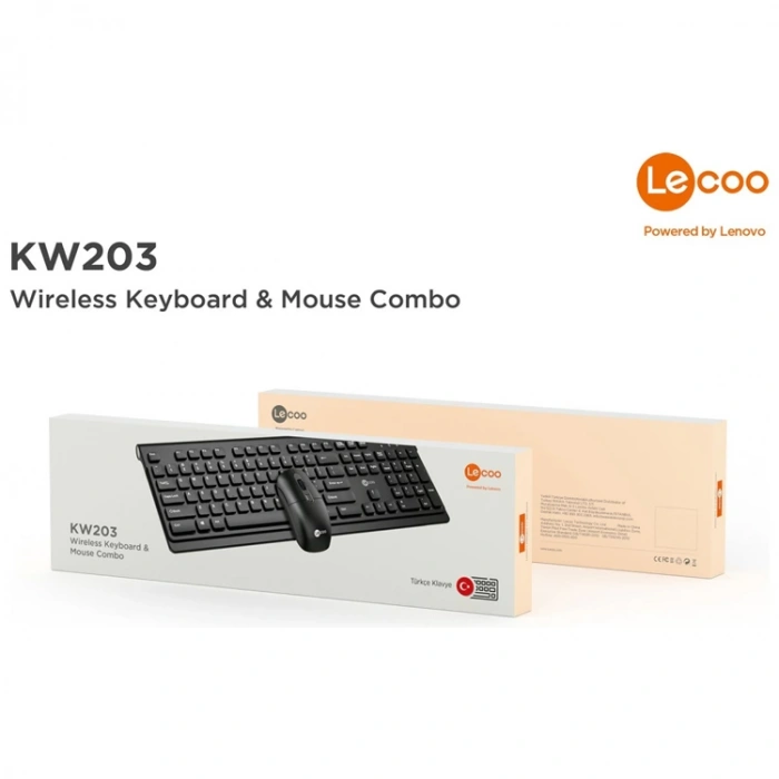 LENOVO LECOO KW203 KABLOSUZ TÜRKÇE Q KLAVYE & MOUSE SET SİYAH