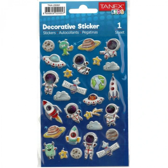 TANEX KIDS TNX-25091 DEKORATİF ETİKETLER - UZAY SERİSİ STICKER