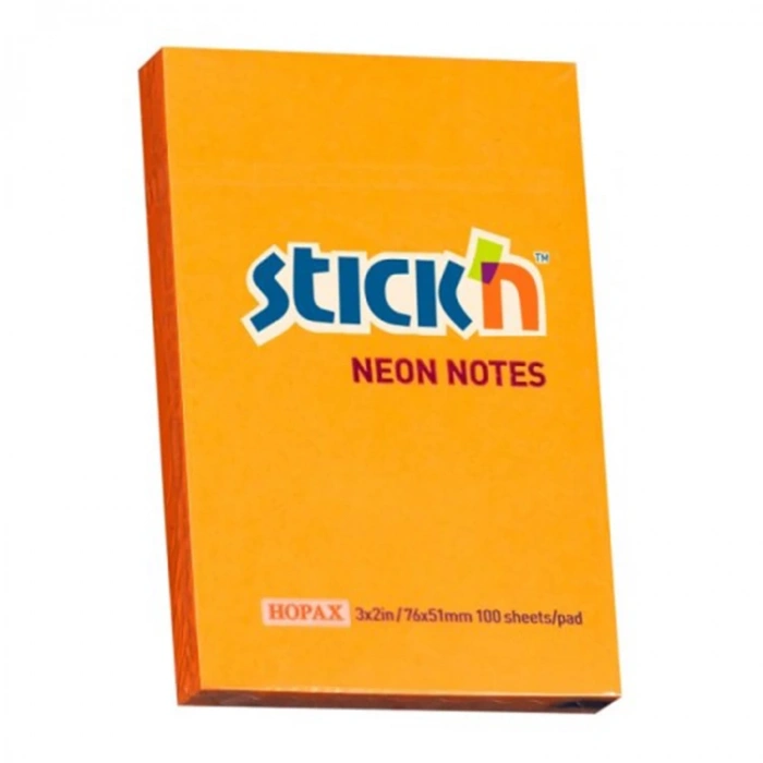GIPTA STICKN 76X51 NEON TURUNCU YAPIŞKANLI NOTLUK 100 YP.
