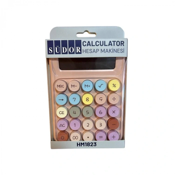 SÜDOR HM1823  8 HANE RENKLİ YUVARLAK TUŞLU PASTEL M HESAP MAKİNESİ