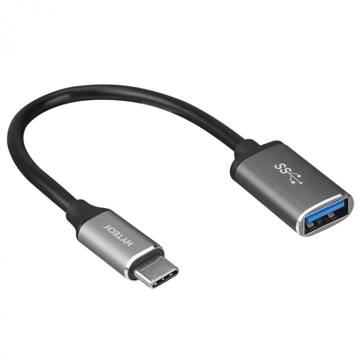 HYTECH HY-XO22 TYPE C M 10cm KABLOLU USB F TO TYPE-C METAL GÖVDELİ OTG ÇEVİRİCİ GÜMÜŞ