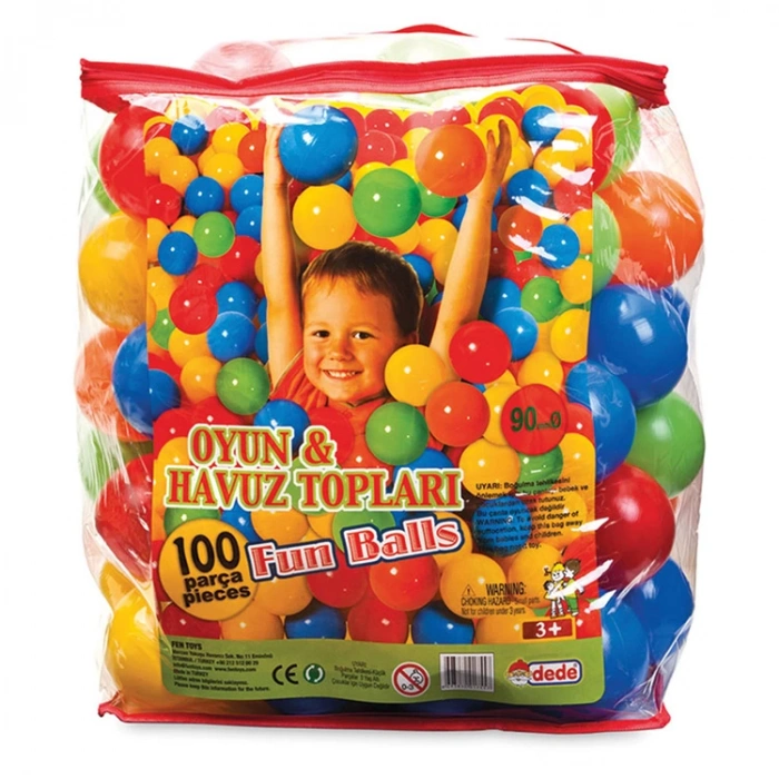 DEDE 01755  OYUN VE HAVUZ TOPLARI 9CM 100LÜ PVC TORBALI