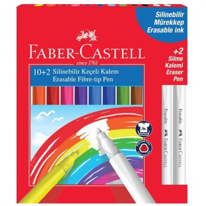 FABER CASTELL SİLİNEBİLİR KEÇELİ KALEM 10+2 SİLME KALEMİ