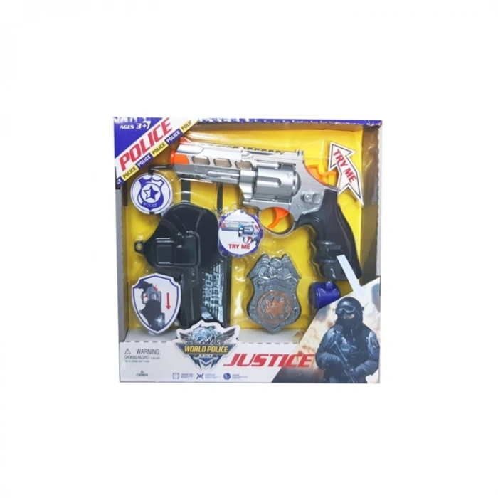 CTOY-34650 KUTULU ROZETLİ VE KILIFLI POLİS SİLAH SETİ