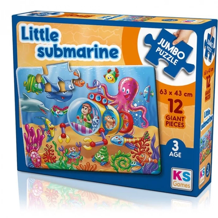 KS GAMES JP31006 LITTLE SUBMARINE 63x43cm JUMBO YAPBOZ/PUZZLE 12 PARÇA  3YAŞ