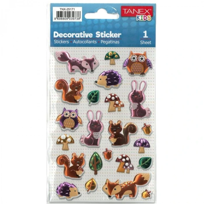 TANEX KIDS TNX-25171 DEKORATİF ETİKETLER - ORMAN CANLILARI 2 SERİSİ STICKER