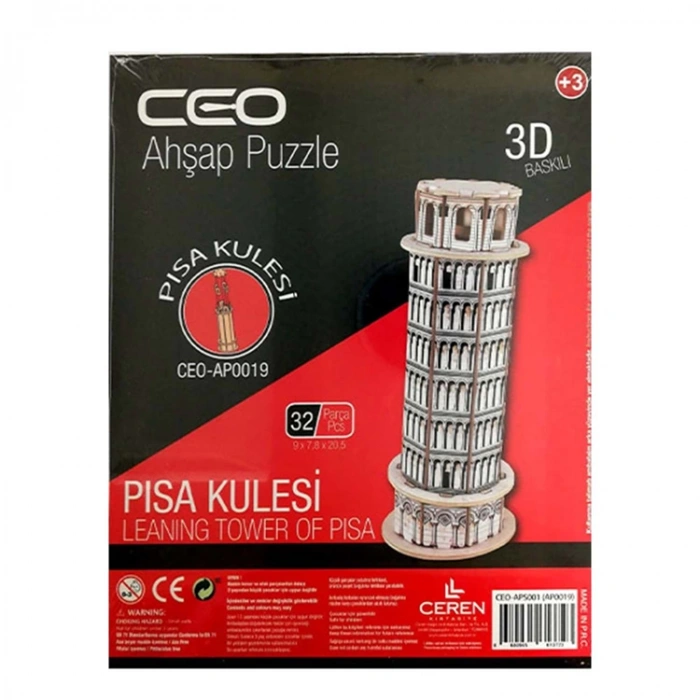 CEO 3 BOYUTLU BASKILI AHŞAP PUZZLE PISA KULESİ CEO-AP0019
