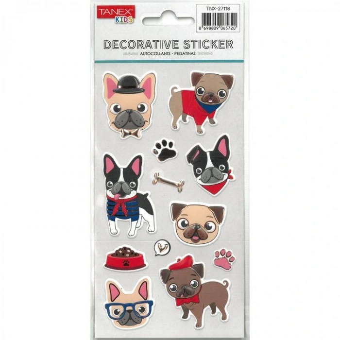 TANEX KIDS TNX-27118 DEKORATİF ETİKETLER - PUFFY BÜYÜK GÖZLÜ KÖPEK SERİSİ STICKER - TEKLİ