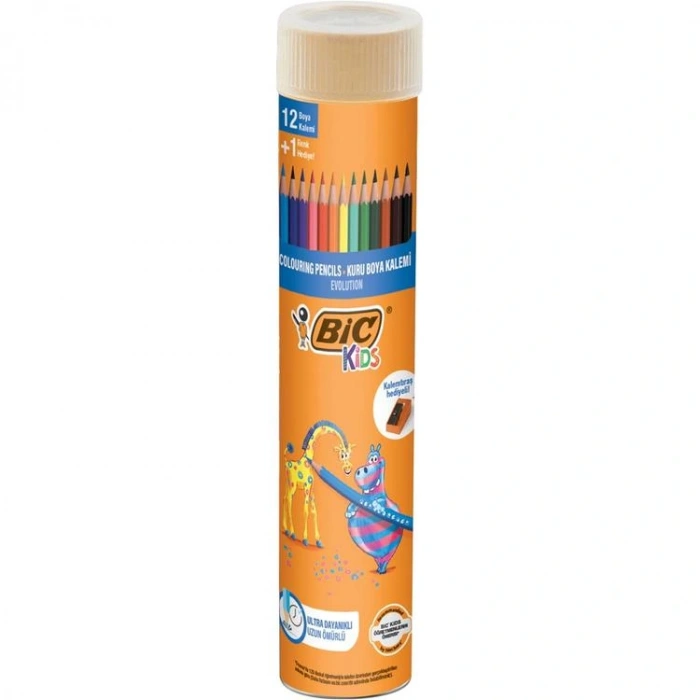 BİC EVOLUTION METAL TÜP KURU BOYA KALEMİ 12+1 - 958191