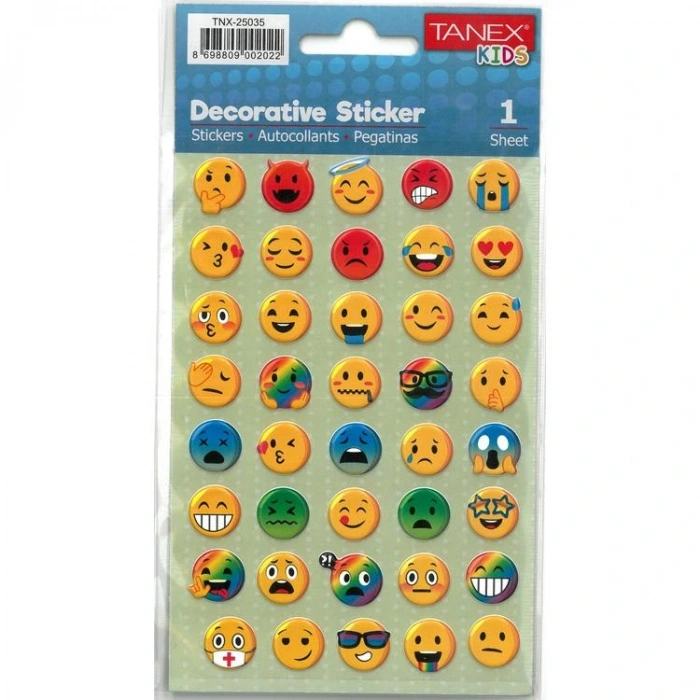 TANEX KIDS TNX-25035 DEKORATİF ETİKETLER - EMOJİ SERİSİ STICKER