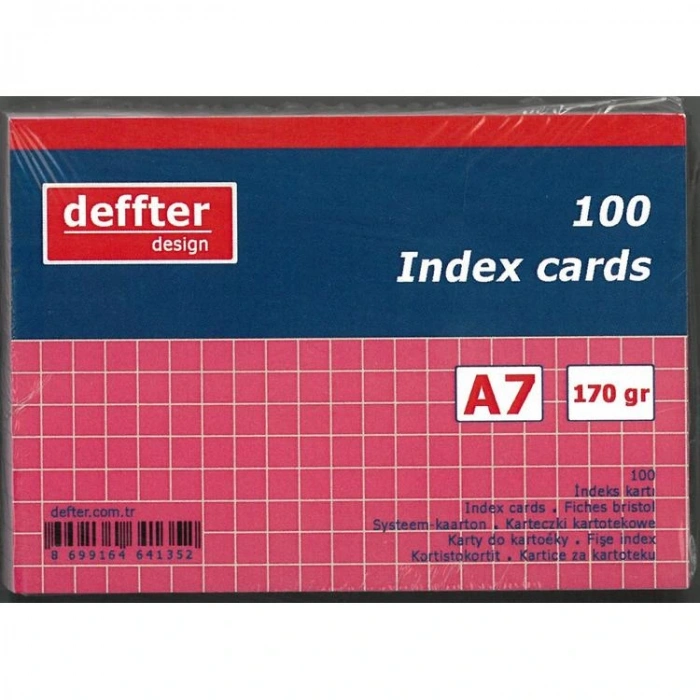 DEFFTER INDEX KARTI A7 PEMBE KARELİ
