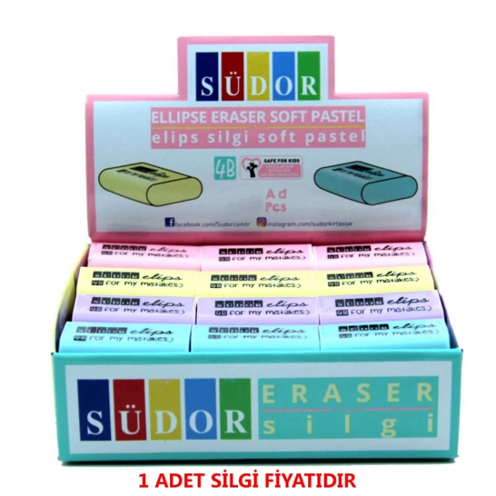 SÜDOR ELİPS SİLGİ SOFT PASTEL ER04