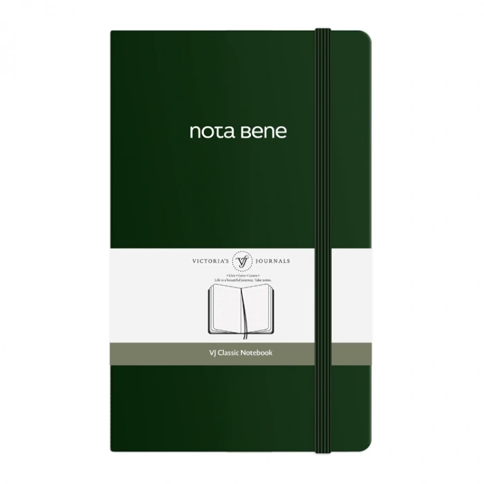 VICTORIAS JOURNALS NOTE BENE 9222 CLASSIC NOTEBOOK SERT KAPAK 13x21cm 70gr.400 SYF. ÇİZGİLİ DEFTER YEŞİL