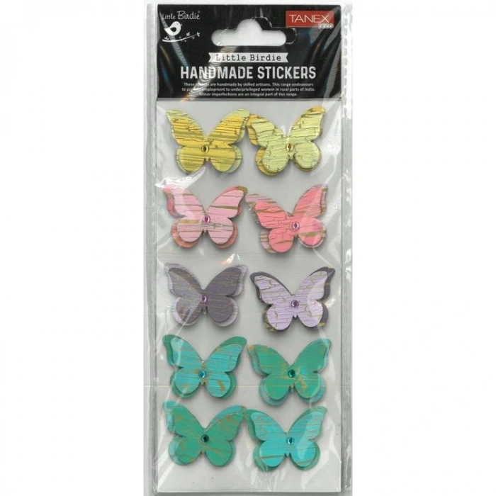TANEX HANDMADE TNX-28020 DEKORATİF ETİKETLER - TAŞLI KELEBEK SERİSİ STICKER - TEKLİ