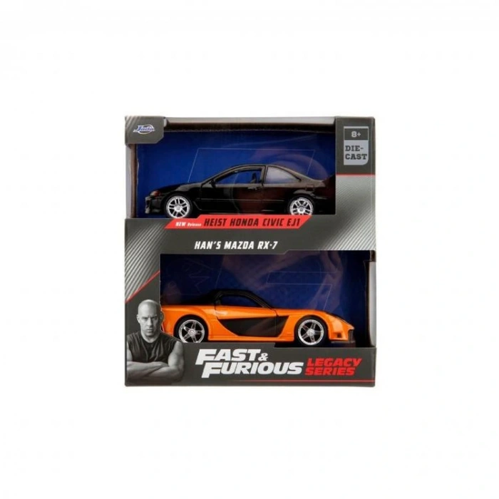 SİMBA JADA 3202011 1:32 HANS MAZDA RX7 & HEIST HONDA CIVIC EJ1  DIE CAST 2Lİ ARABA KUTULU 8+