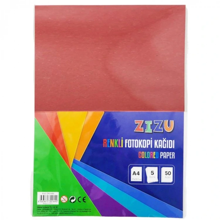 ZİZU DK1690 RENKLİ FOTOKOPİ KAĞIDI FOSFORLU A4 50li -5 RENK
