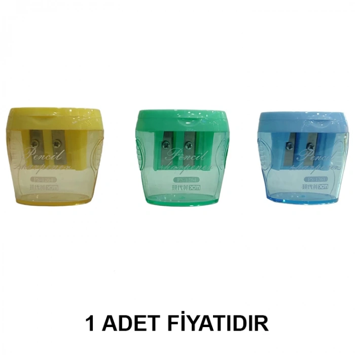 SİNO PS-1264 KAPAKLI 2 GÖZLÜ HAZNELİ KALEMTRAŞ PASTEL RENKLER