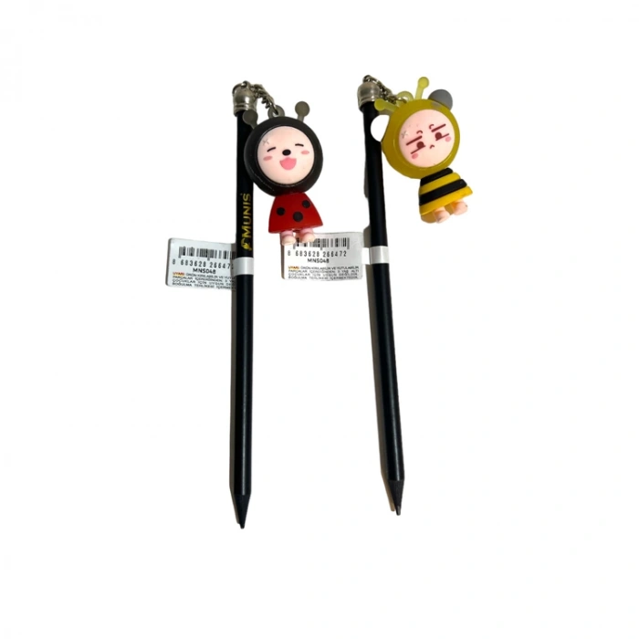 MUNİS - MNS048 SİYAH GÖVDE KURŞUN KALEM - BEE & LADYBUG IŞIKLI BAŞLIK