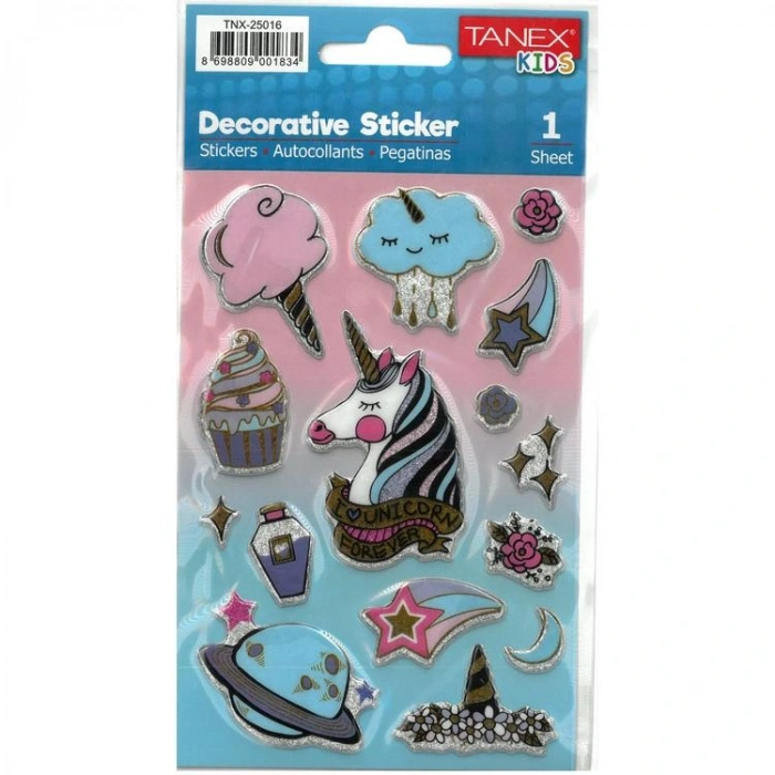 TANEX KIDS TNX-25016 DEKORATİF ETİKETLER - UNICORN SERİSİ STICKER