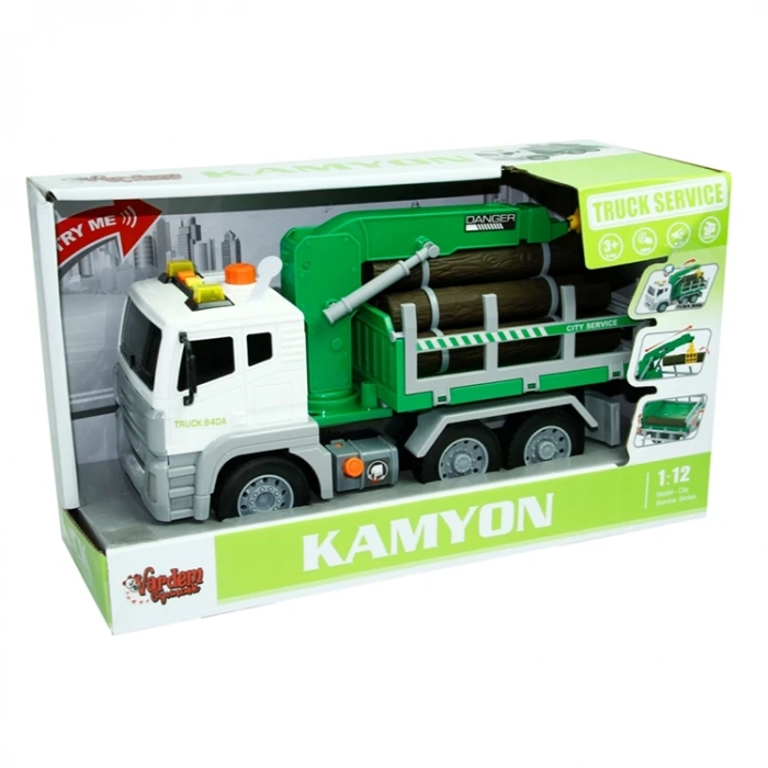 VARDEM WY821A/WY840A 1:12 SÜRTMELİ SESLİ IŞIKLI SERVİS KAMYONU KUTULU