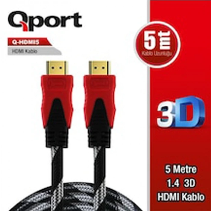 QPORT Q-HDMI5 TO 1.4 3D 5MT ALTIN UÇLU GÖRÜNTÜ KABLOSU