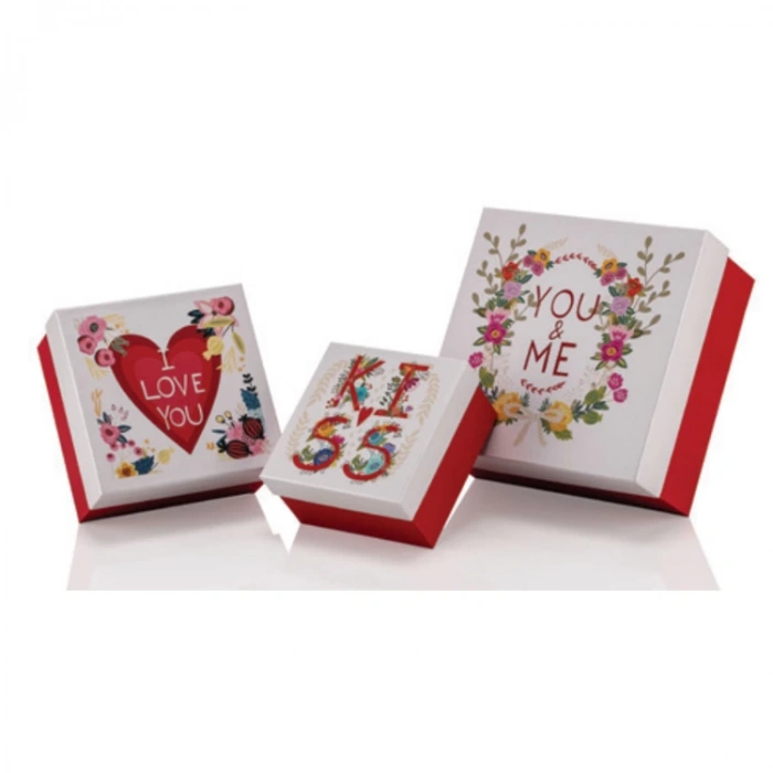 GIPTA VALENTINES DAY KARE HEDİYE KUTUSU BX0660 C 210x210x105 mm
