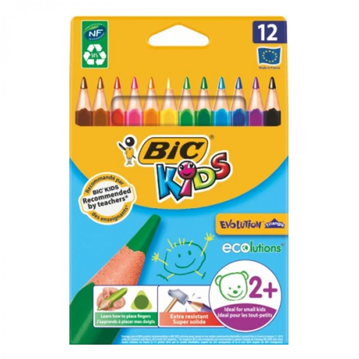 BİC KİDS EVOLUTION ÜÇGEN 12Lİ KURU BOYA