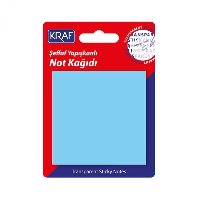 KRAF 7676TR YAPIŞKANLI NOT KAĞIDI 50yp.76x76mm. ŞEFFAF MAVİ