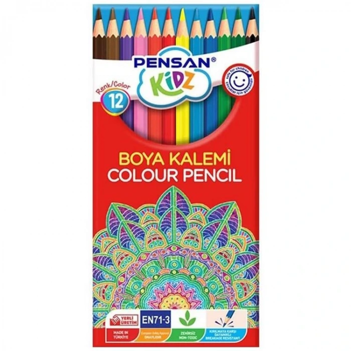 PENSAN KİDZ TAM BOY KURU BOYA KALEMİ 12 RENK - PE56312TBKB
