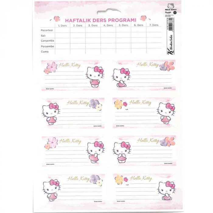 KESKİN 220130-08  HELLO KİTTY DERS PROGRAMLI OKUL ETİKETİ 3LÜ