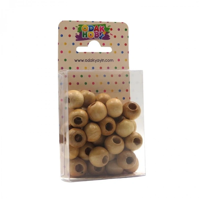 ODAK HOBİ YUVARLAK NATUREL TAHTA BONCUK 10mm.
