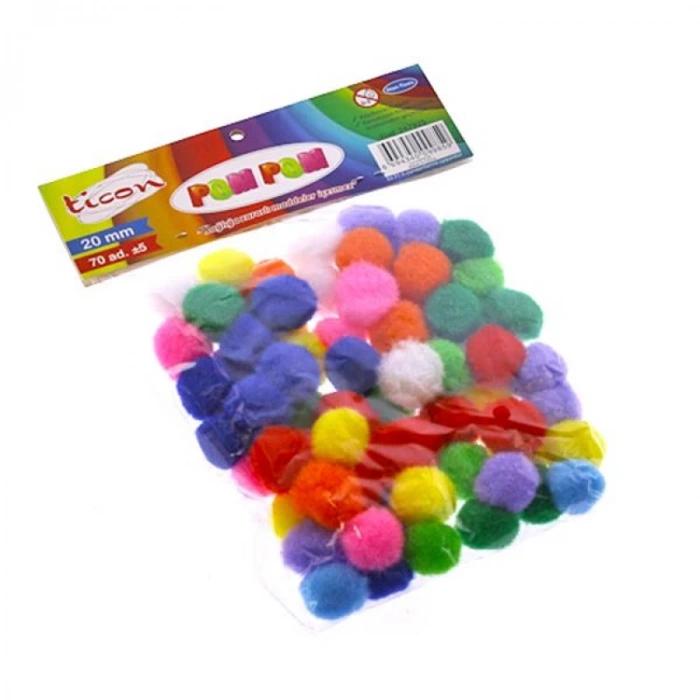 TİCON 247925 20mm PONPON 70Lİ PAKET KARIŞIK RENK