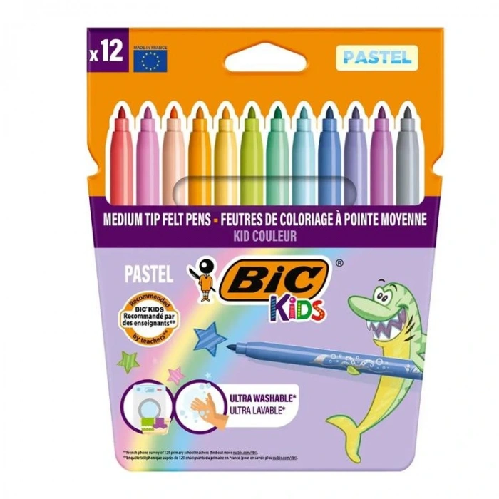 BİC KIDS COLOUR KEÇELİ BOYA KALEMİ PASTEL RENKLER 12 Lİ - 520084
