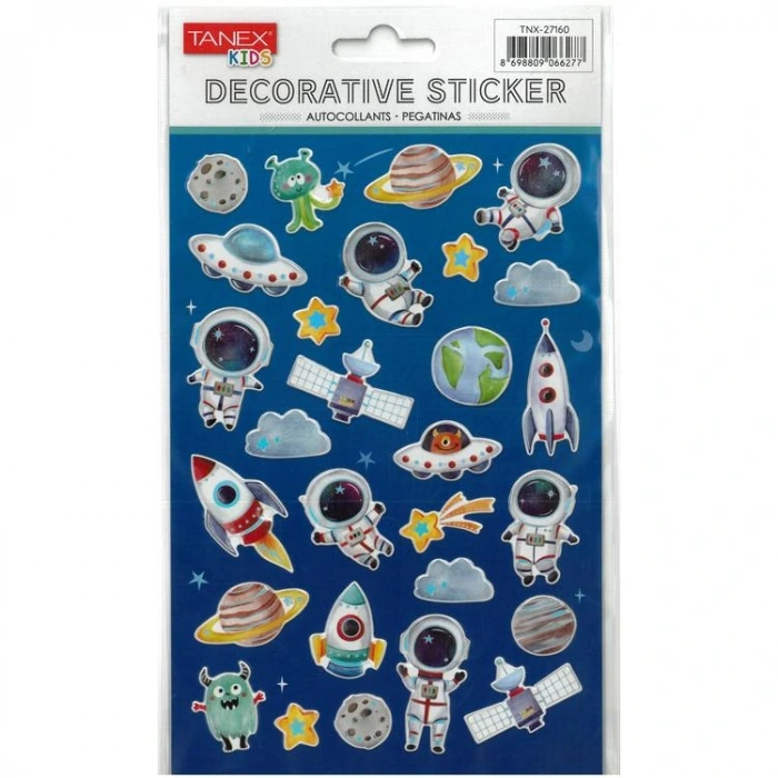 TANEX KIDS TNX-27160 DEKORATİF ETİKETLER - PUFFY UZAY MACERASI SERİSİ STICKER