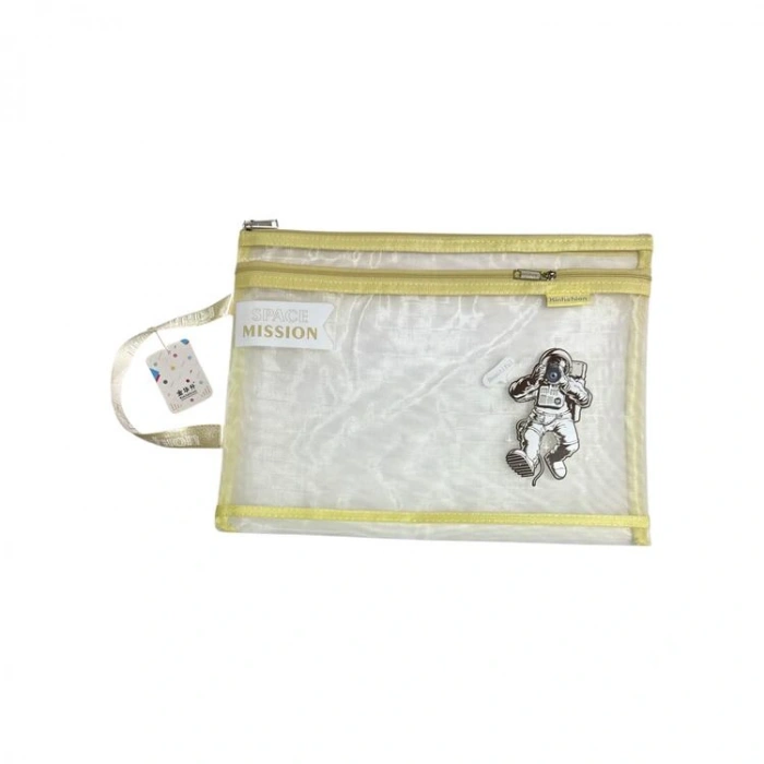 ODAK A4214 ÇİFT FERMUARLI ASTRONOT SAPLI FİLELİ A4 ÇANTA ( MESH DOSYA) - TEKLİ