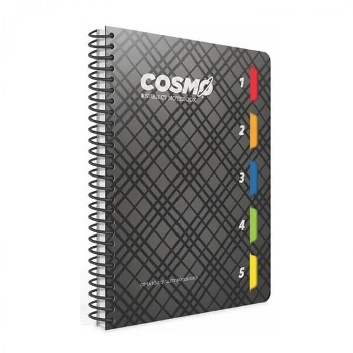 GIPTA COSMO 17x24 SPİRALLİ 5 SEPERATÖRLÜ 150 YP. PP KAPAK ÇİZGİLİ DEFTER