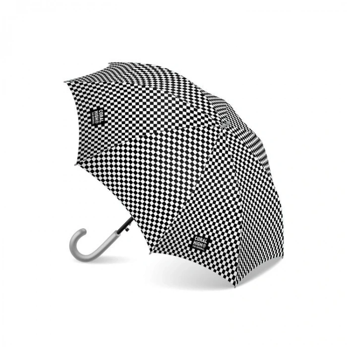 CORAL HIGH 12671 KIDS SİYAH BEYAZ DAMA DESENLİ ÇOCUK ŞEMSİYESİ