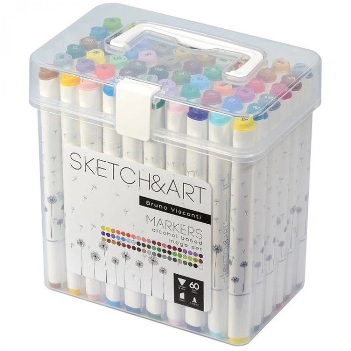 BRUNO VISCONTI 22-0080 TWIN MARKER SKETCH & ART KUTULU 60 RENK KALEM