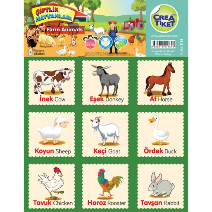 CREA ETİKET  - ÇİFTLİK HAYVANLARI & ORMAN HAYVANLARI 1164