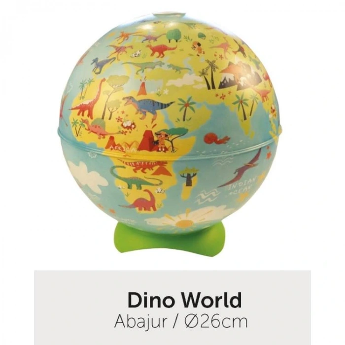 GÜRBÜZ 92253 26 CM IŞIKLI ABAJUR KÜRE DESENLİ DINO WORLD
